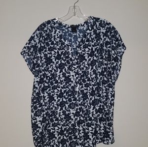 Navy Blue and White Floral Top (003)